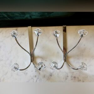 Crystal Accent Over the Door Hook set- metal and plastic crystal